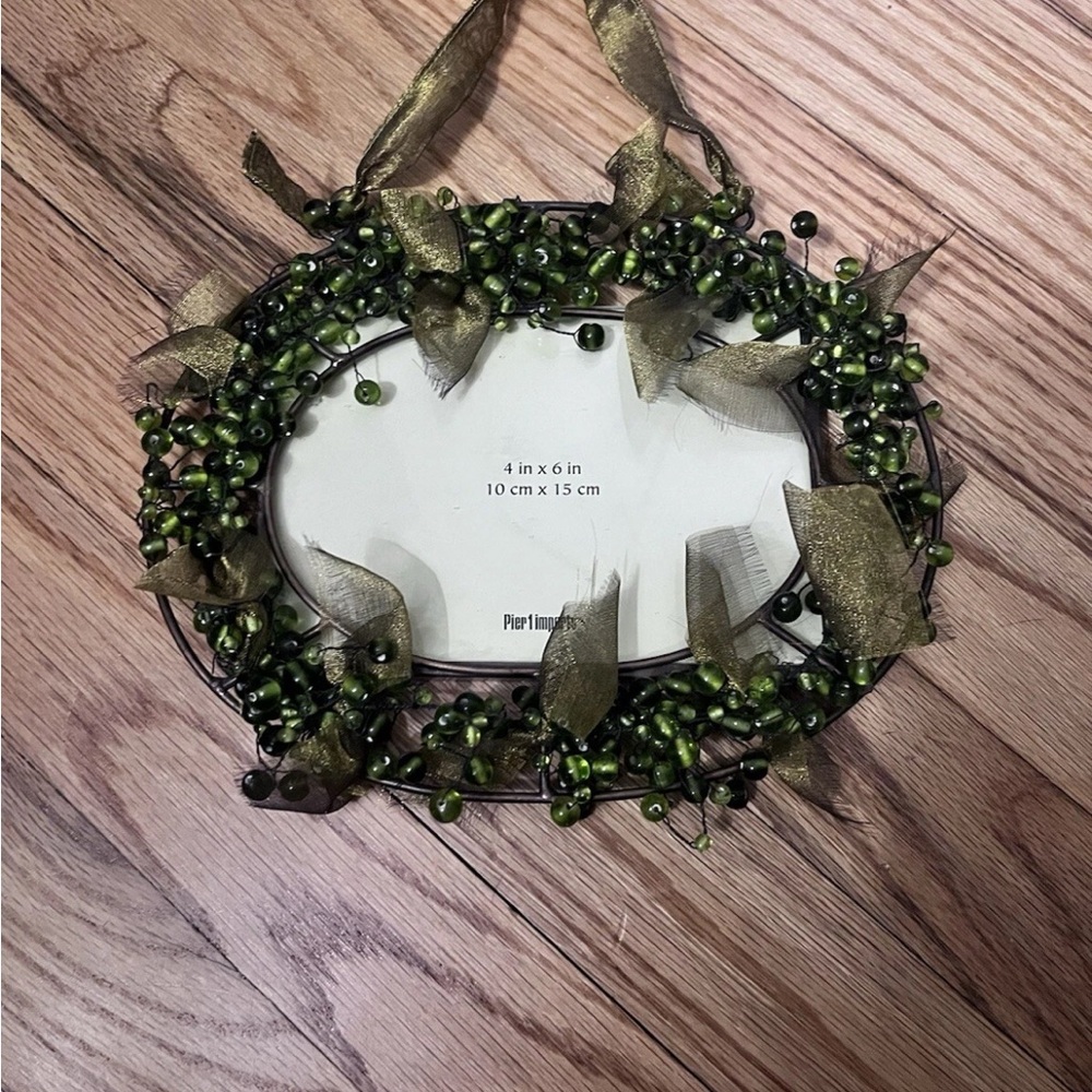 Pier 1 Green and Gold Decorative Picture Frame
